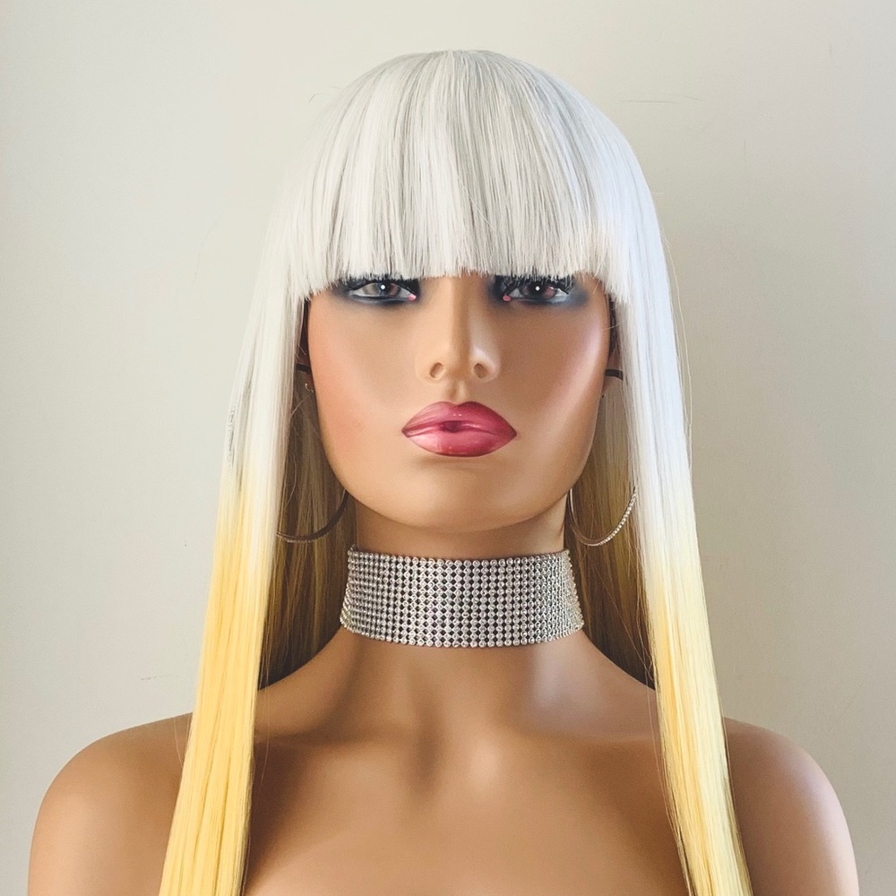 Effortless 🤍Lemon Sundae💛Color Premium Fiber Wig w Bangs- NO FURTHER DISCOUNT🌷